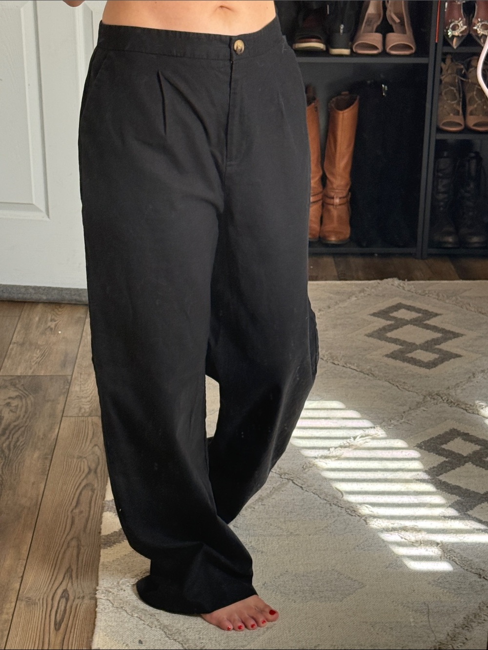 ASOS Black Loose-Fit woman’s linen Pants - size 8